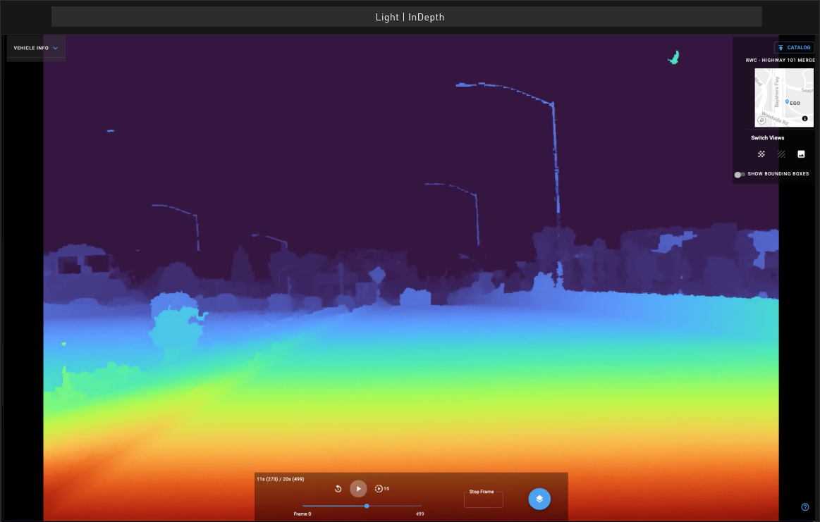 screenshot of light's depth mapping software in heat map view